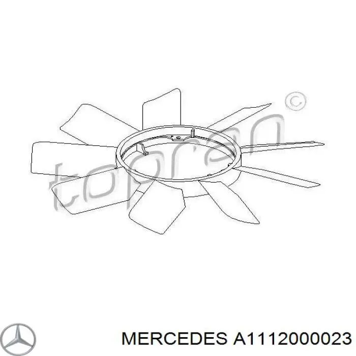 Вентилятор (крыльчатка) радиатора охлаждения Mercedes A1112000023