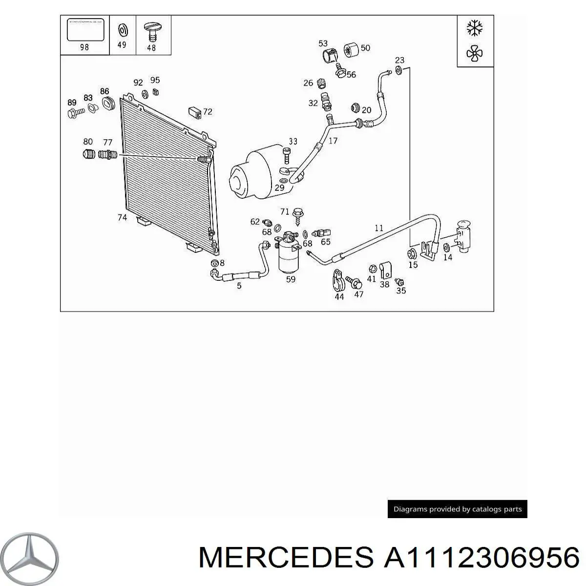 Шланг кондиционера, от испарителя к компрессору A1112306956 Mercedes