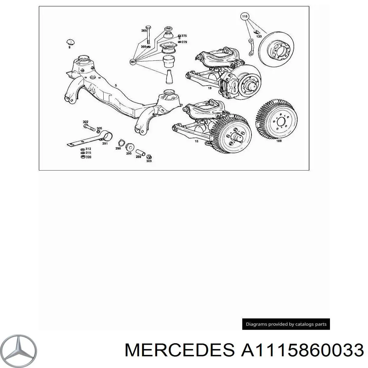 Шкворень поворотного кулака A1115860033 Mercedes