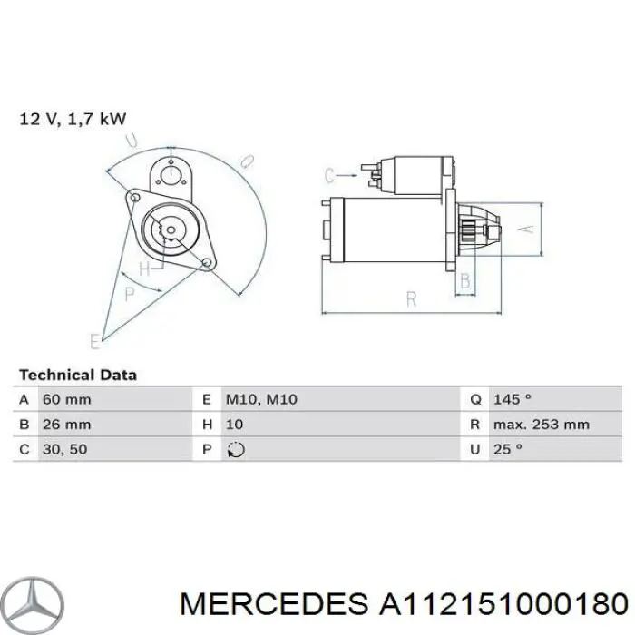 A112151000180 Mercedes стартер