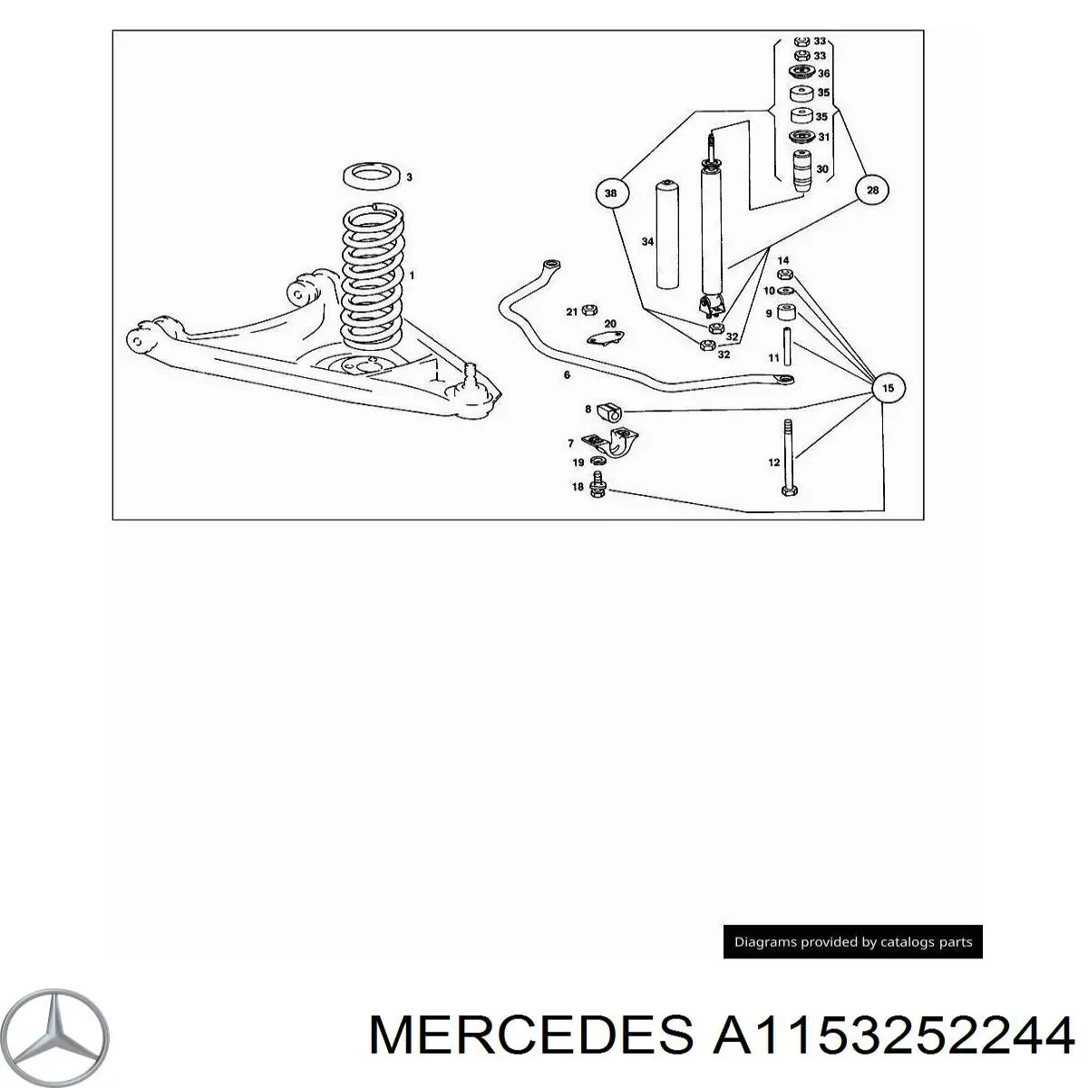 A1153252244 Mercedes проставка (резиновое кольцо пружины задней верхняя)