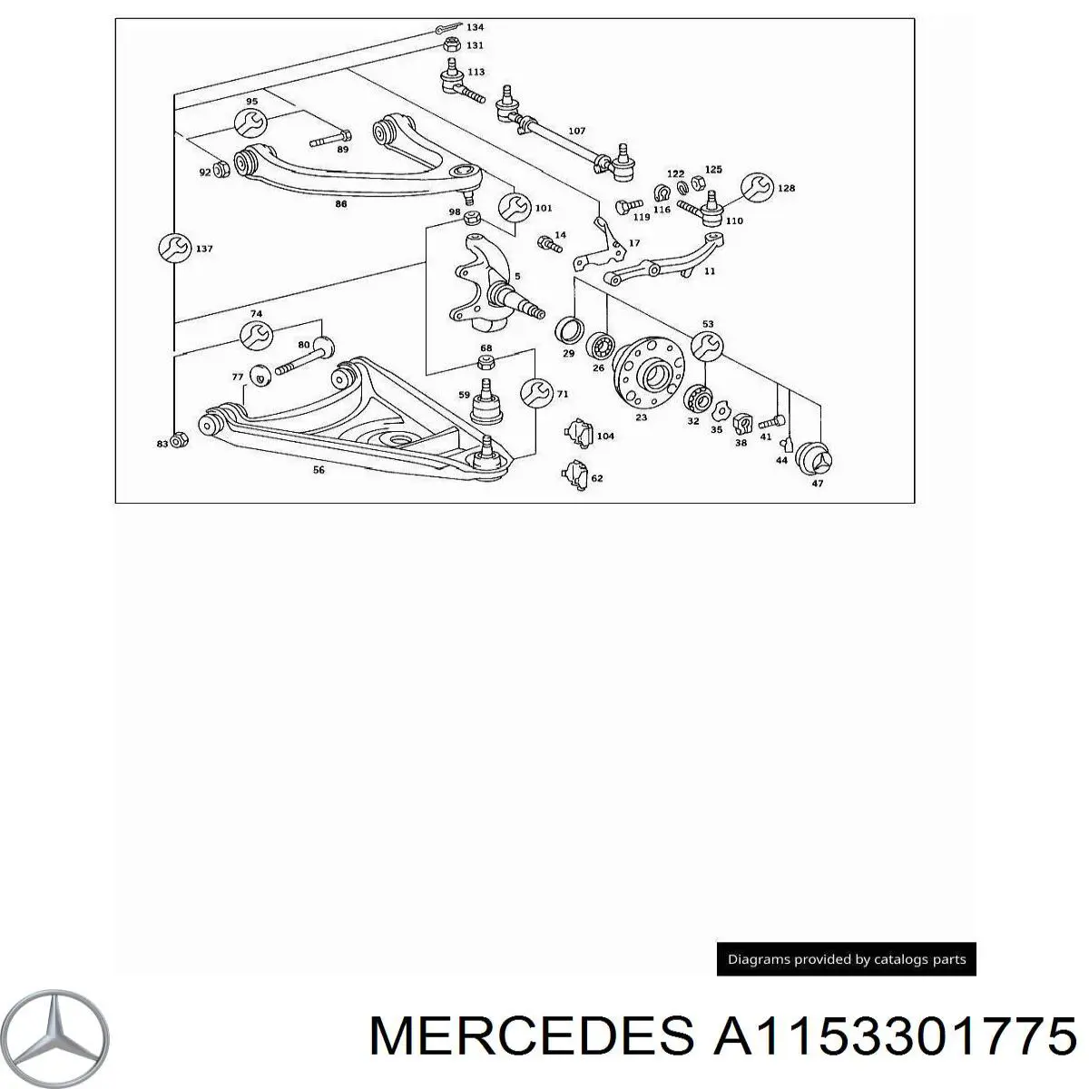 Сайлентблок переднего верхнего рычага A1153301775 Mercedes