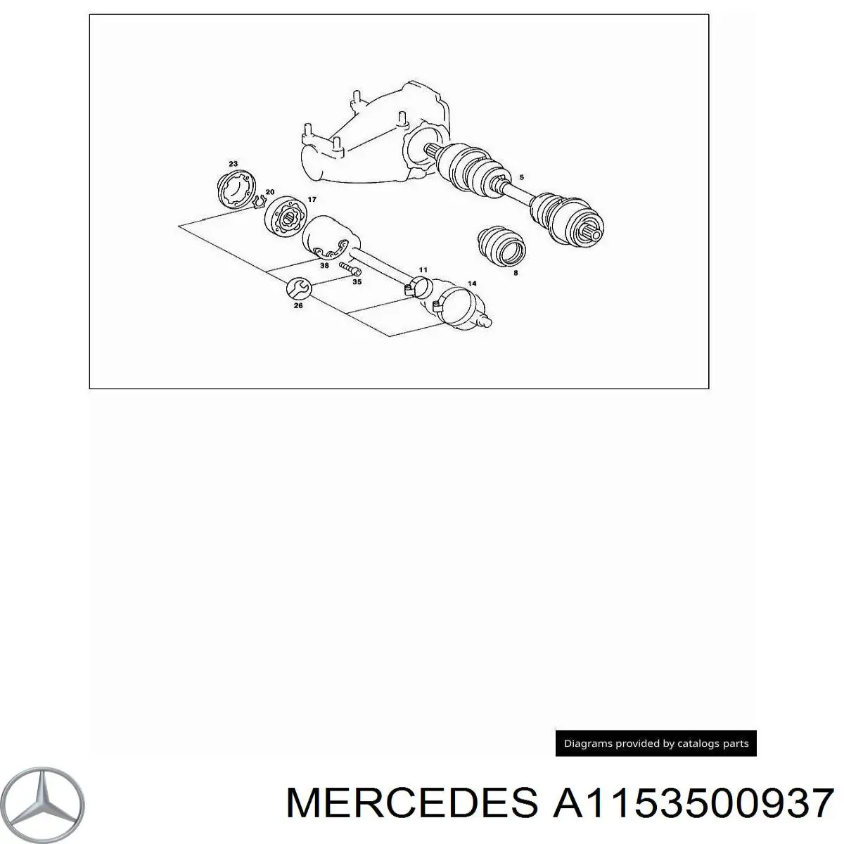 Пыльник ШРУСа задней полуоси наружный A1153500937 Mercedes