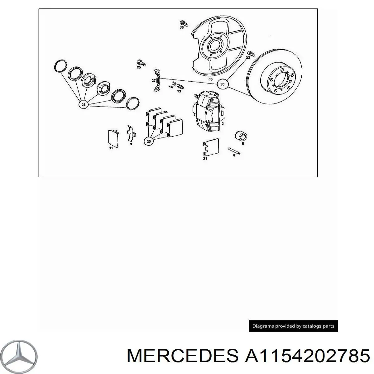 1154202785 Mercedes трос ручного тормоза задний правый/левый