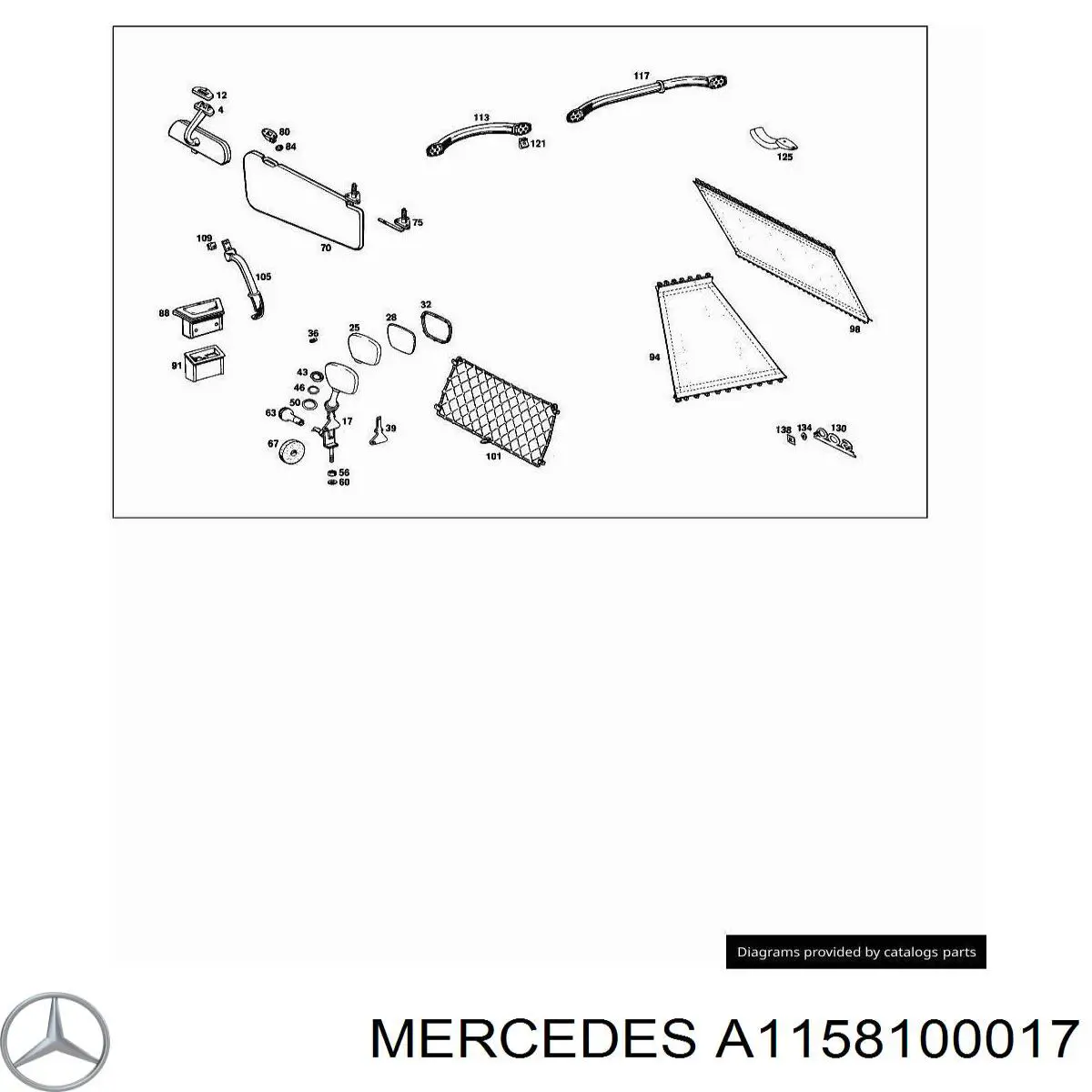 A1158100017 Mercedes Зеркало заднего вида в салоне
