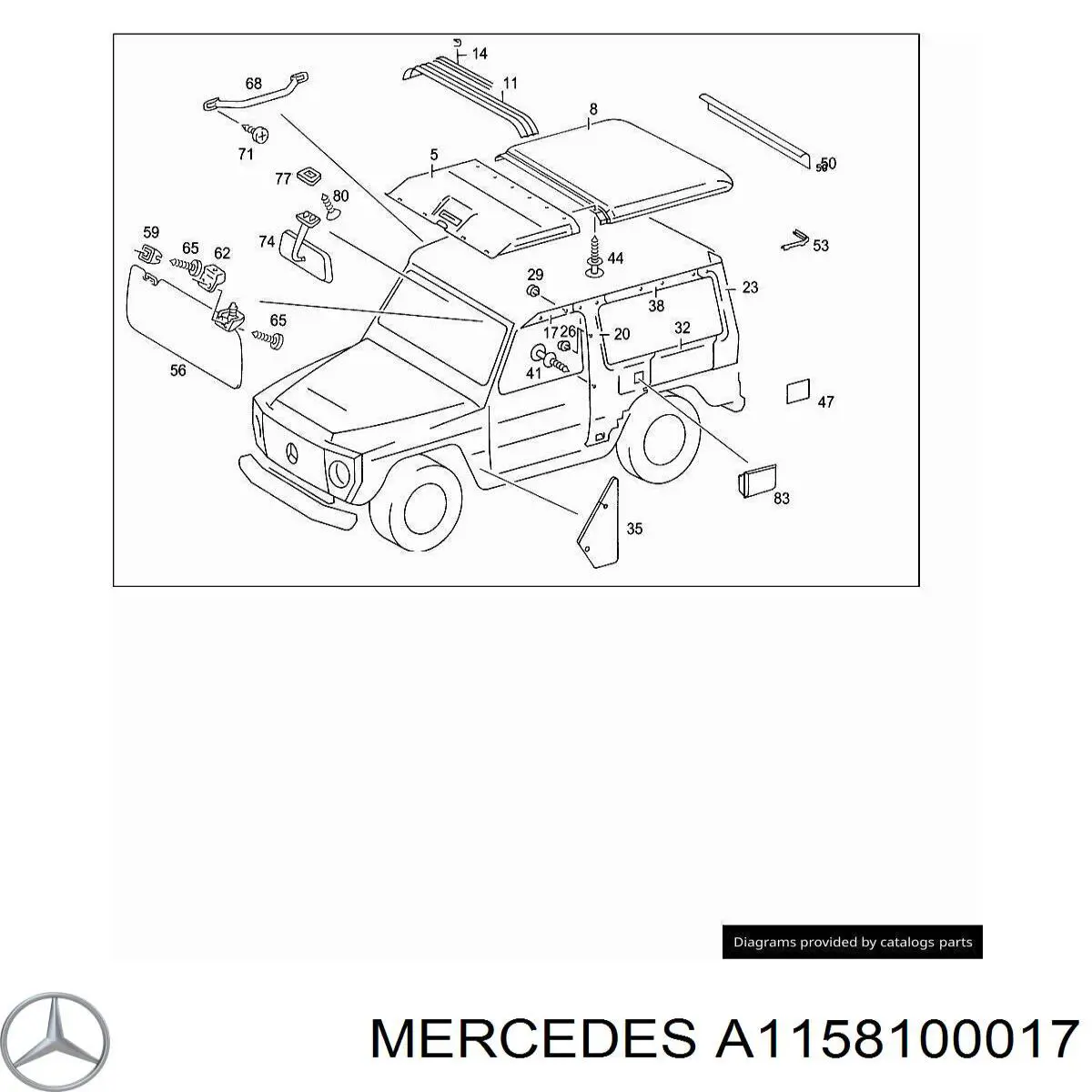 Зеркало салона внутреннее Mercedes A1158100017 цена, от 576.05 USD