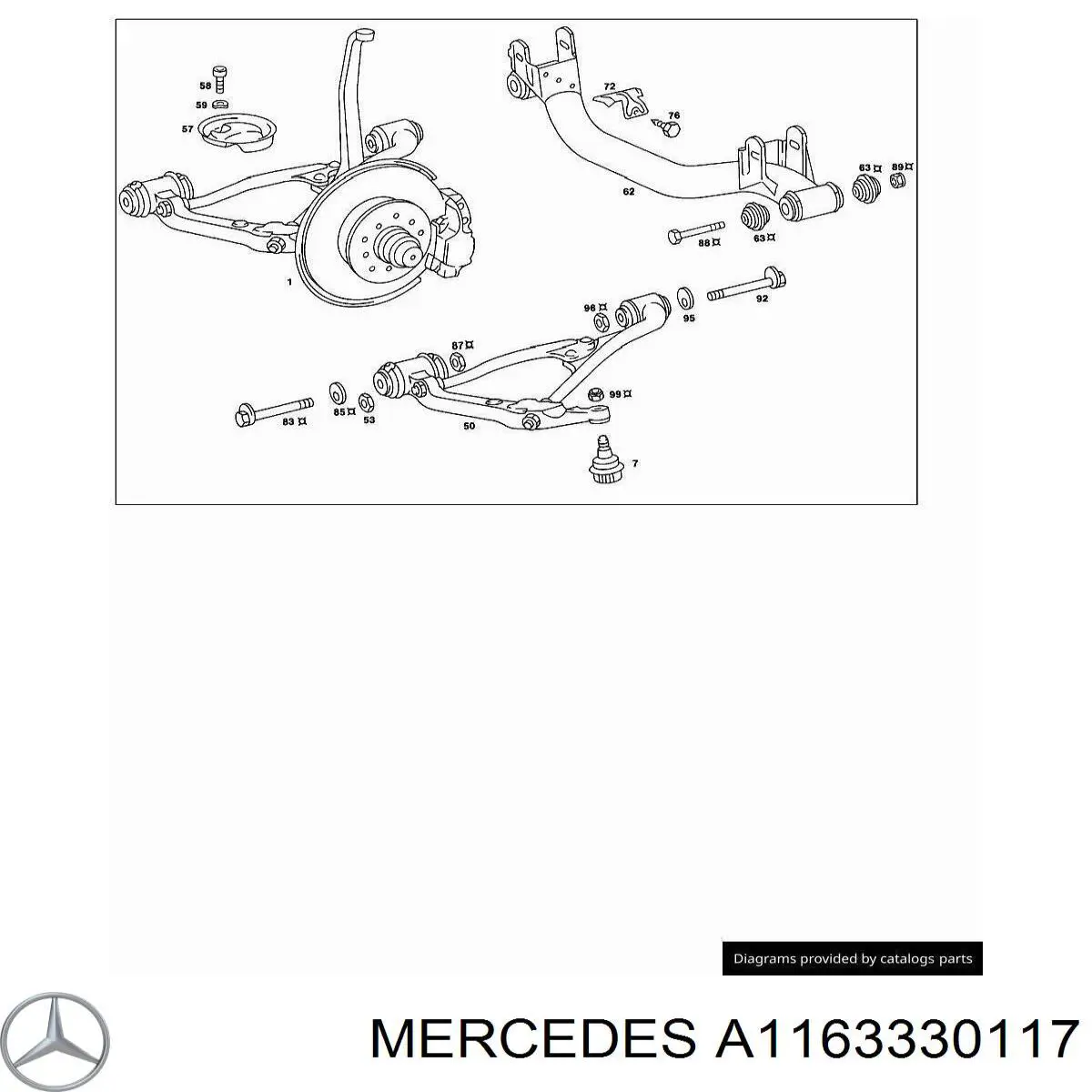 Сайлентблок переднего верхнего рычага MERCEDES A1163330117