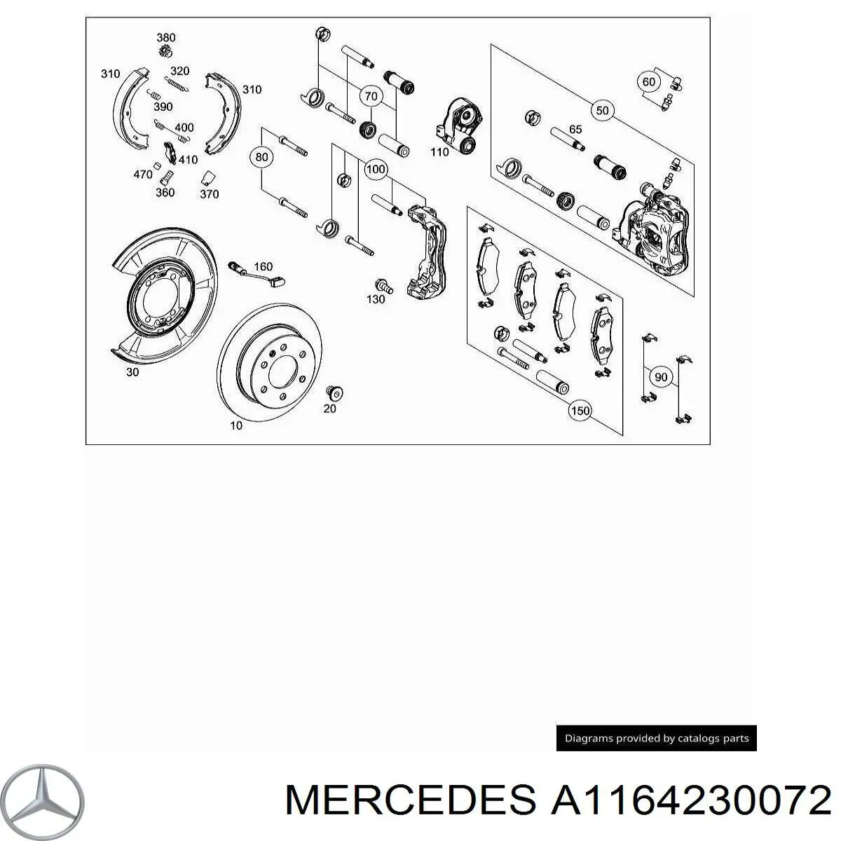 A1164230072 Mercedes mecanismo de aproximação (de auto-aproximação das sapatas de tambor (kit de reparação levadiça))