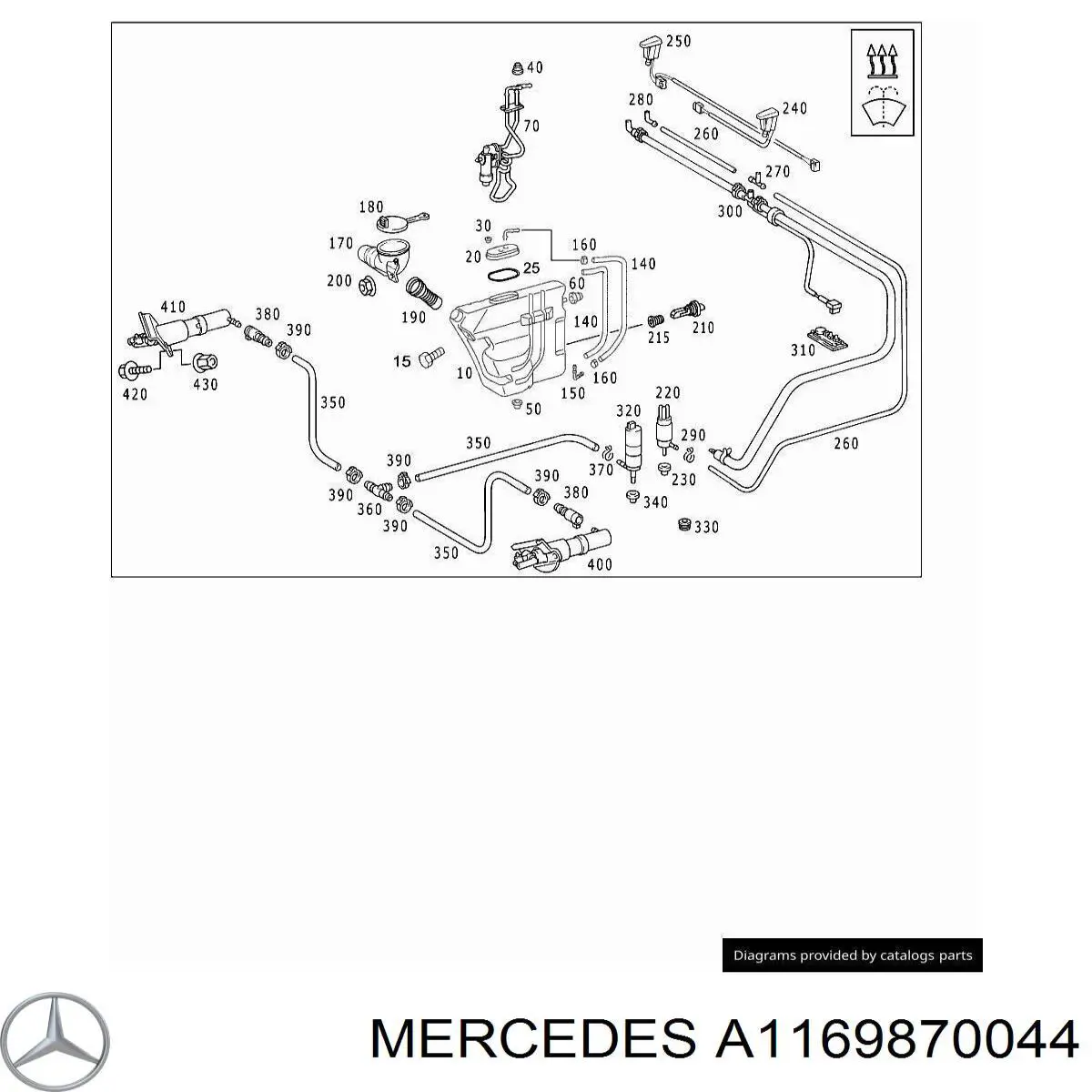 Крышка бака омывателя Mercedes A1169870044 цена, от 1.91 USD