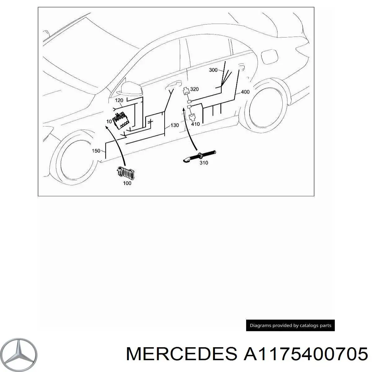 Жгут проводов передней двери Mercedes A1175400705 цена, от 11.29 USD