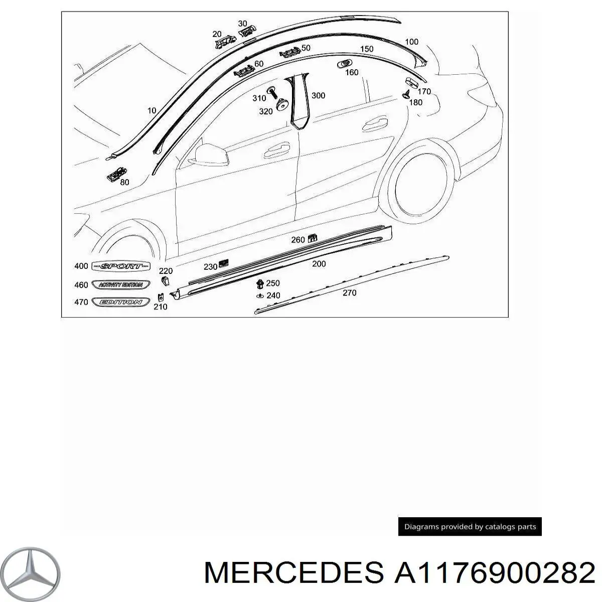 Молдинг крыши правый Mercedes A1176901200 цена, от 254.45 USD