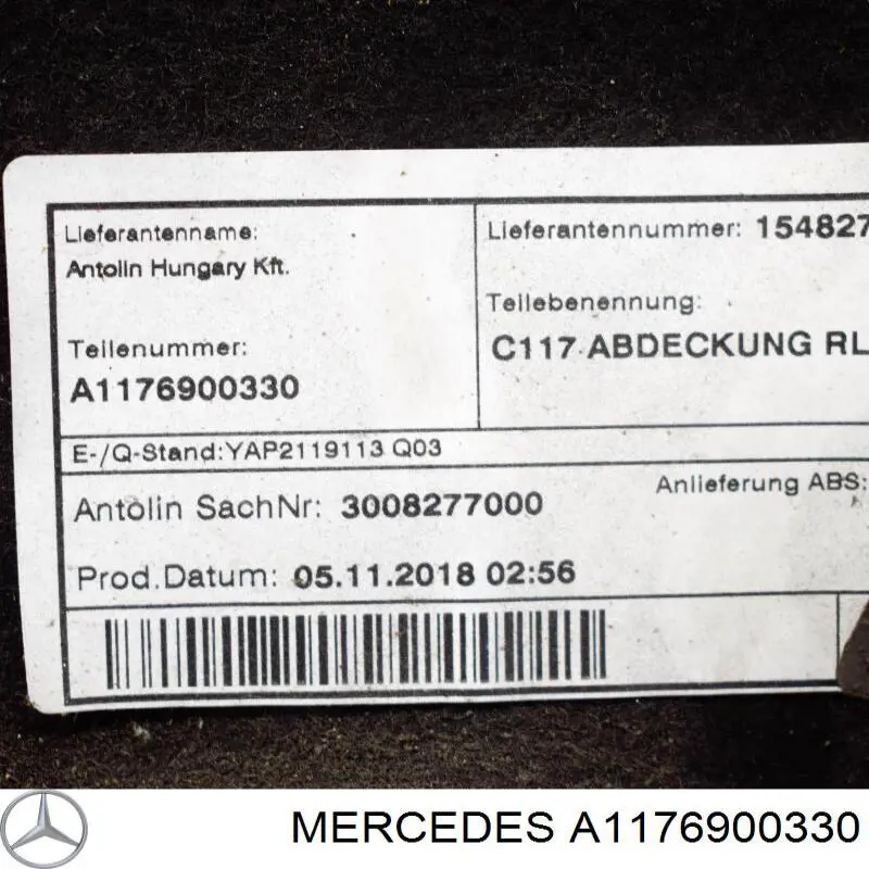 Подкрылок заднего крыла, левый Mercedes A1176900330