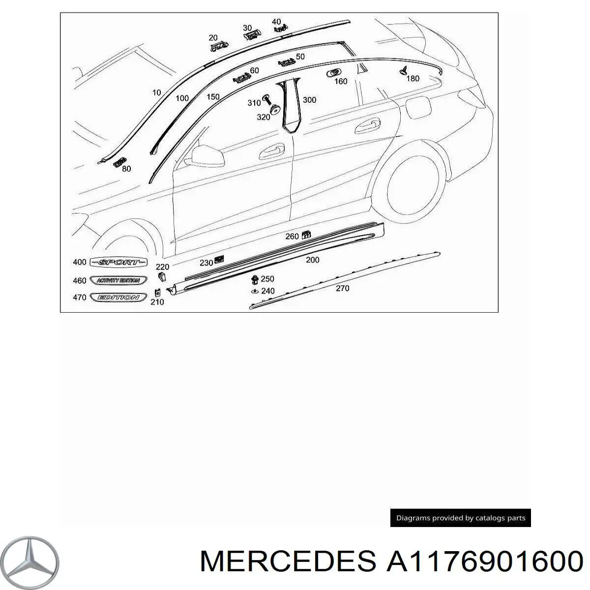 A1176901600 Mercedes Накладка крыши правая