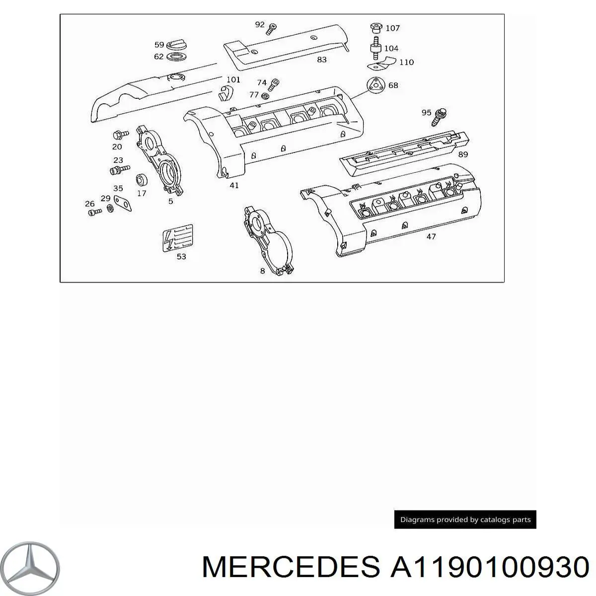 1190100930 Mercedes крышка клапанная левая