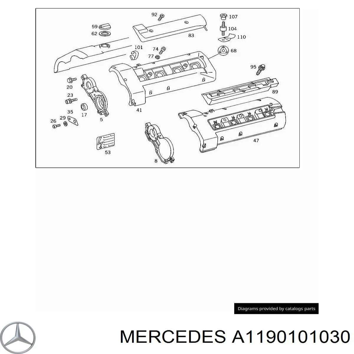 1190101030 Mercedes крышка клапанная правая