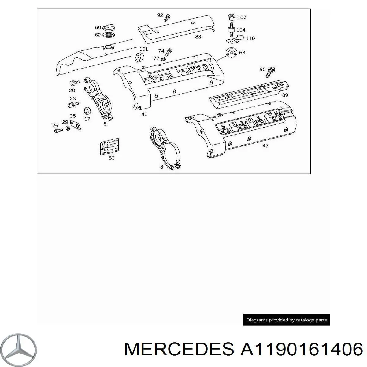 Передняя крышка головки блока цилиндров (ГБЦ) 1190161406 Mercedes