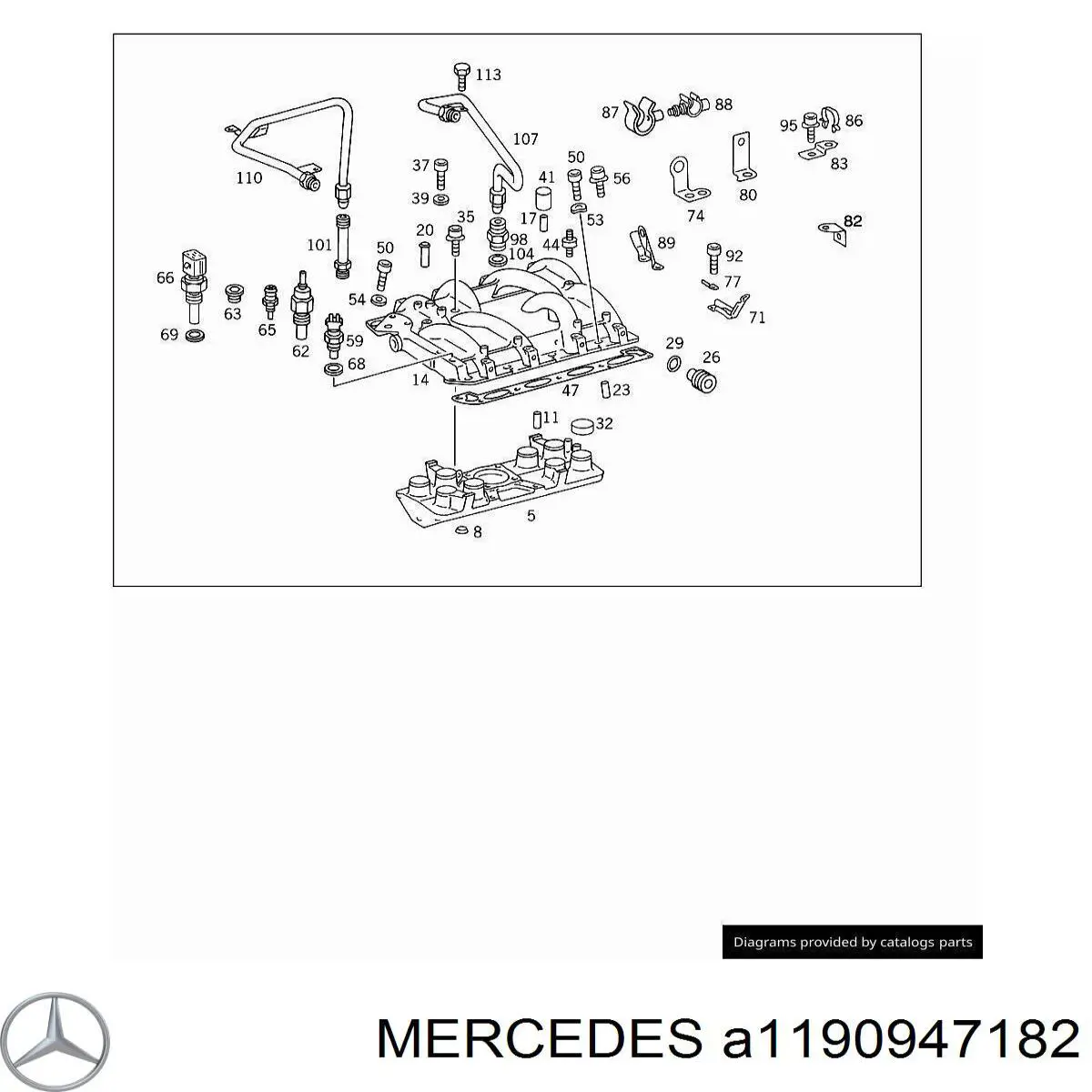 Патрубок вентиляции картера (маслоотделителя) MERCEDES A1190947182