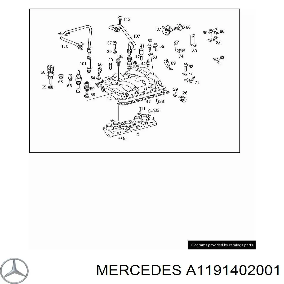 Коллектор впускной верхний Mercedes A1191402001 цена, от 413.99 USD