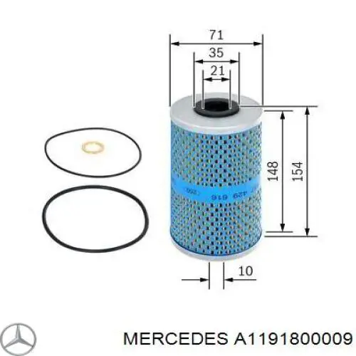 Купить A1191800009 Mercedes Фильтр центробежный очистки масла