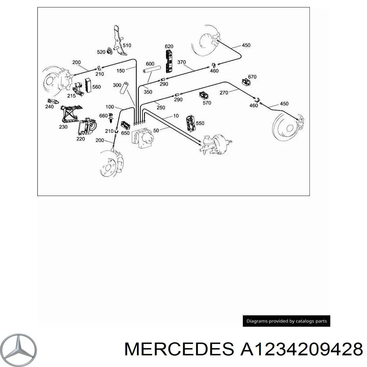 A1234209428 Mercedes tubo dianteiro esquerdo do freio