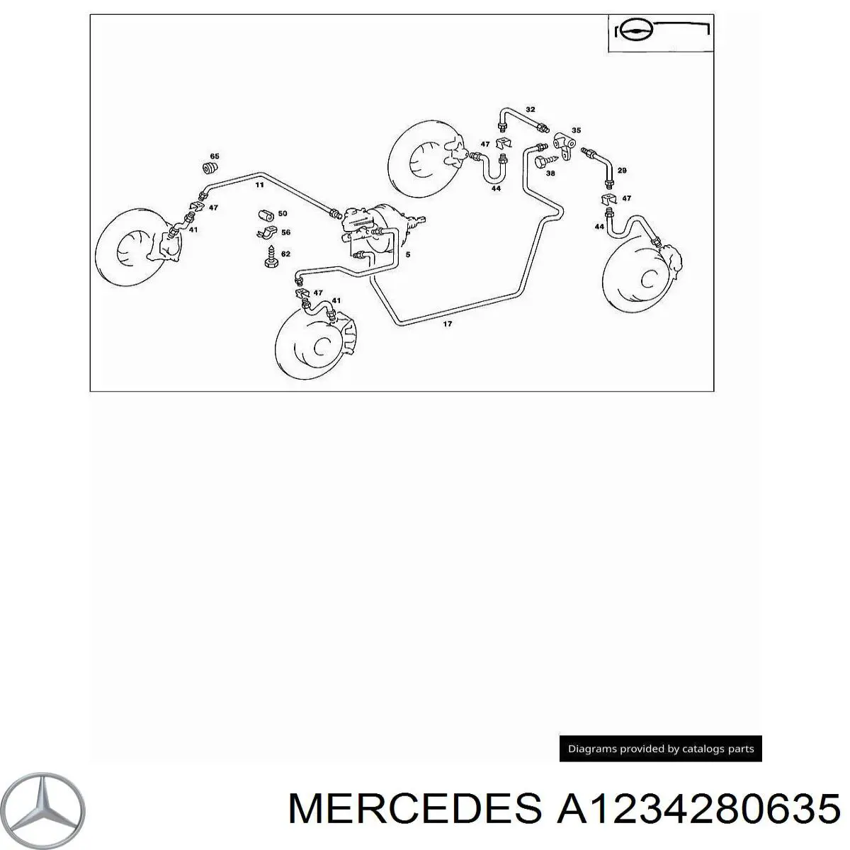 Шланг тормозной передний A1234280635 Mercedes