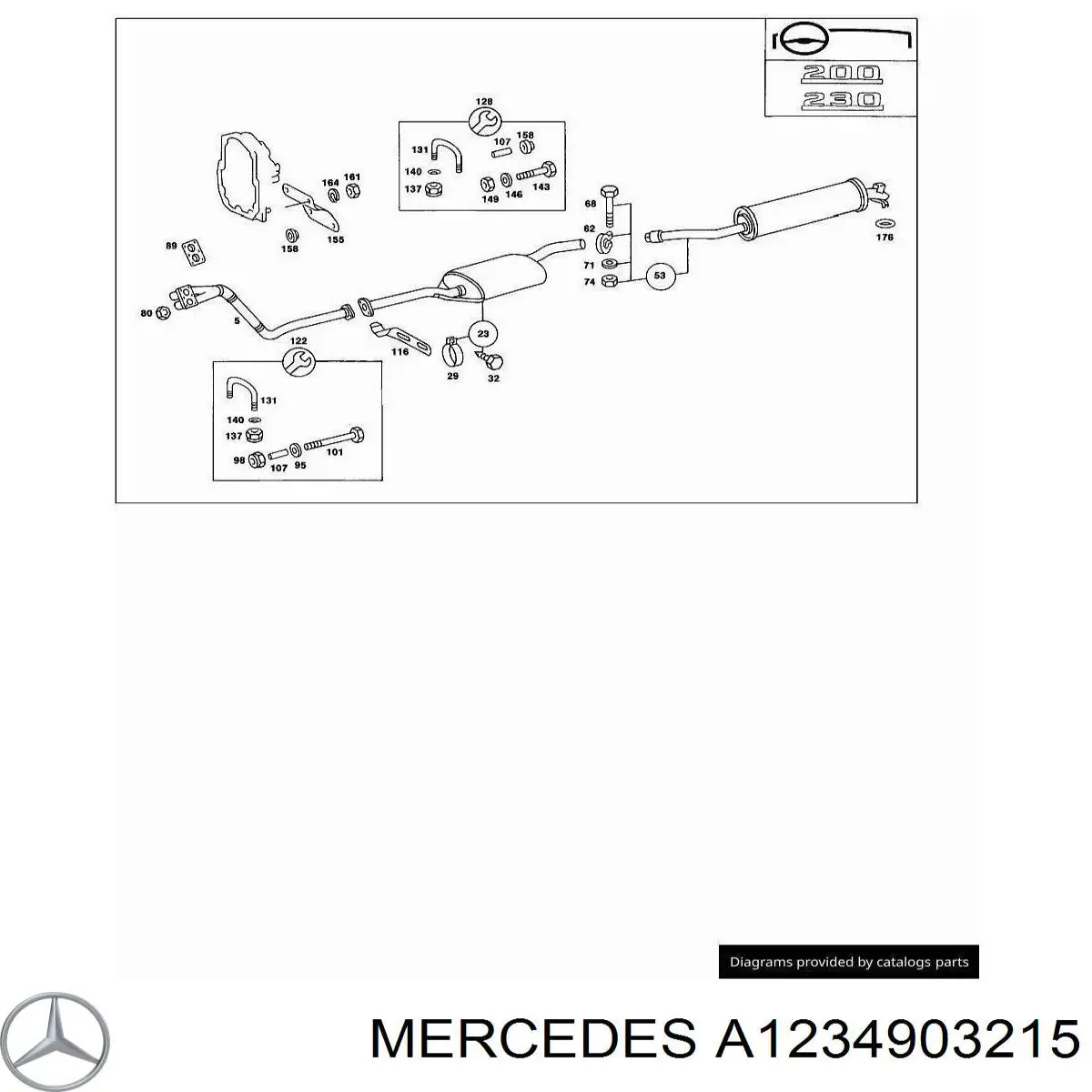 Silenciador, parte traseira para Mercedes E (W123)