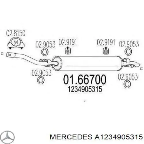 A1234905315 Mercedes глушитель, задняя часть