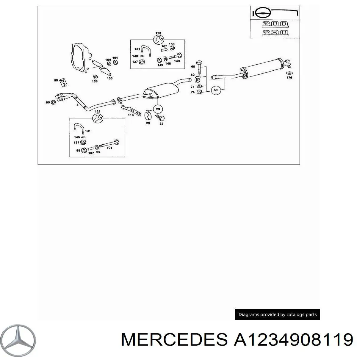 Глушитель, передняя часть Mercedes A1234908119 цена, от 142.90 USD