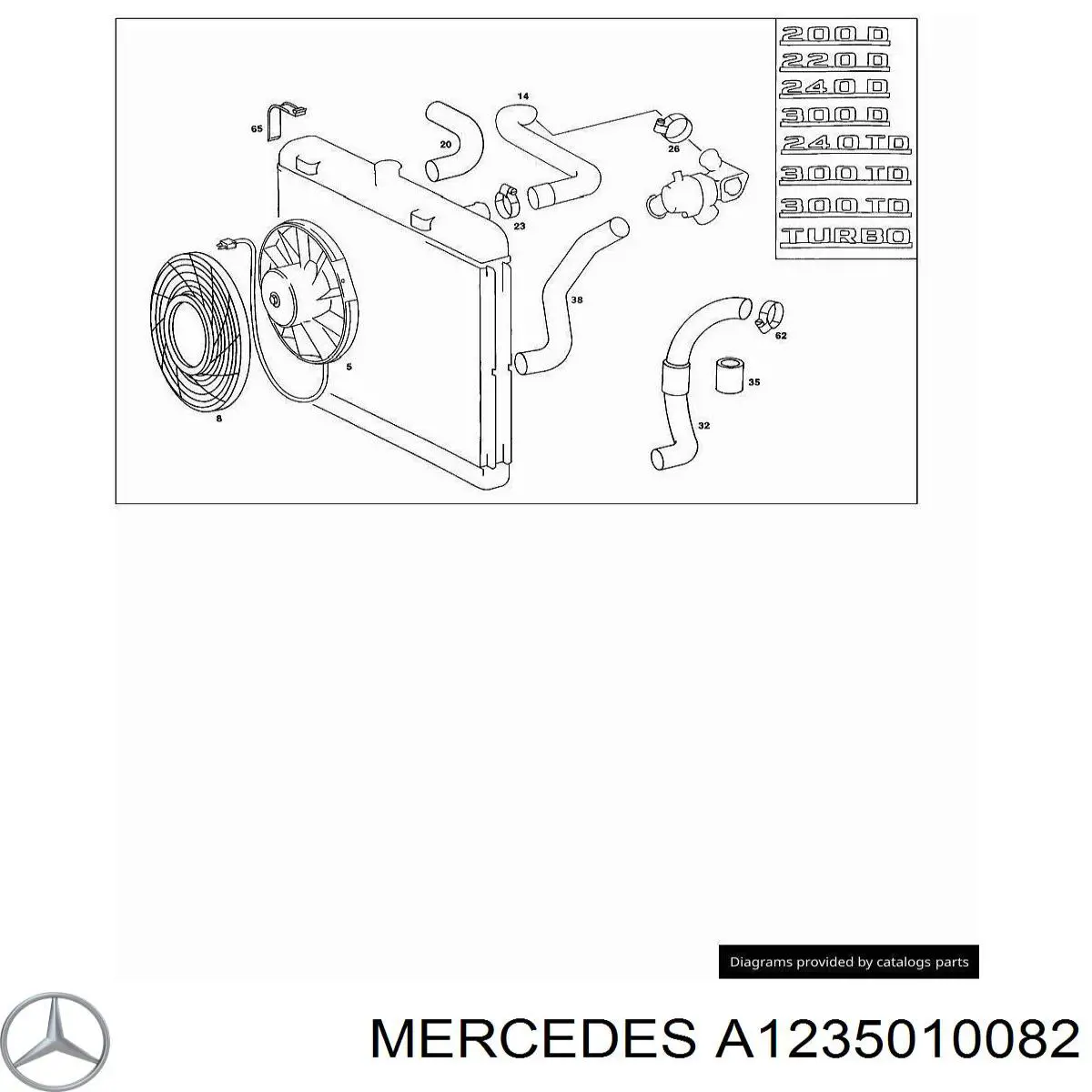 Патрубок радиатора A1235010082 Mercedes