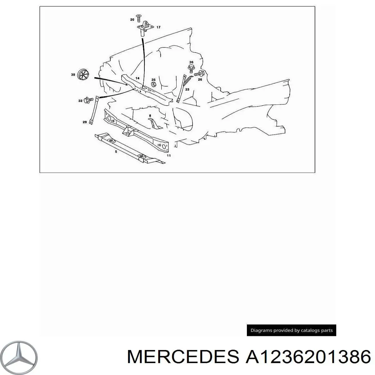 A1236201386 Mercedes суппорт радиатора нижний (монтажная панель крепления фар)