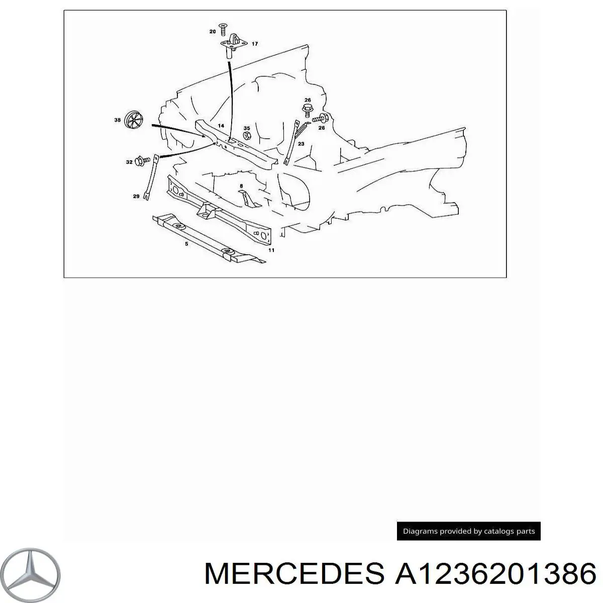 Суппорт радиатора нижний 1236201386 Mercedes