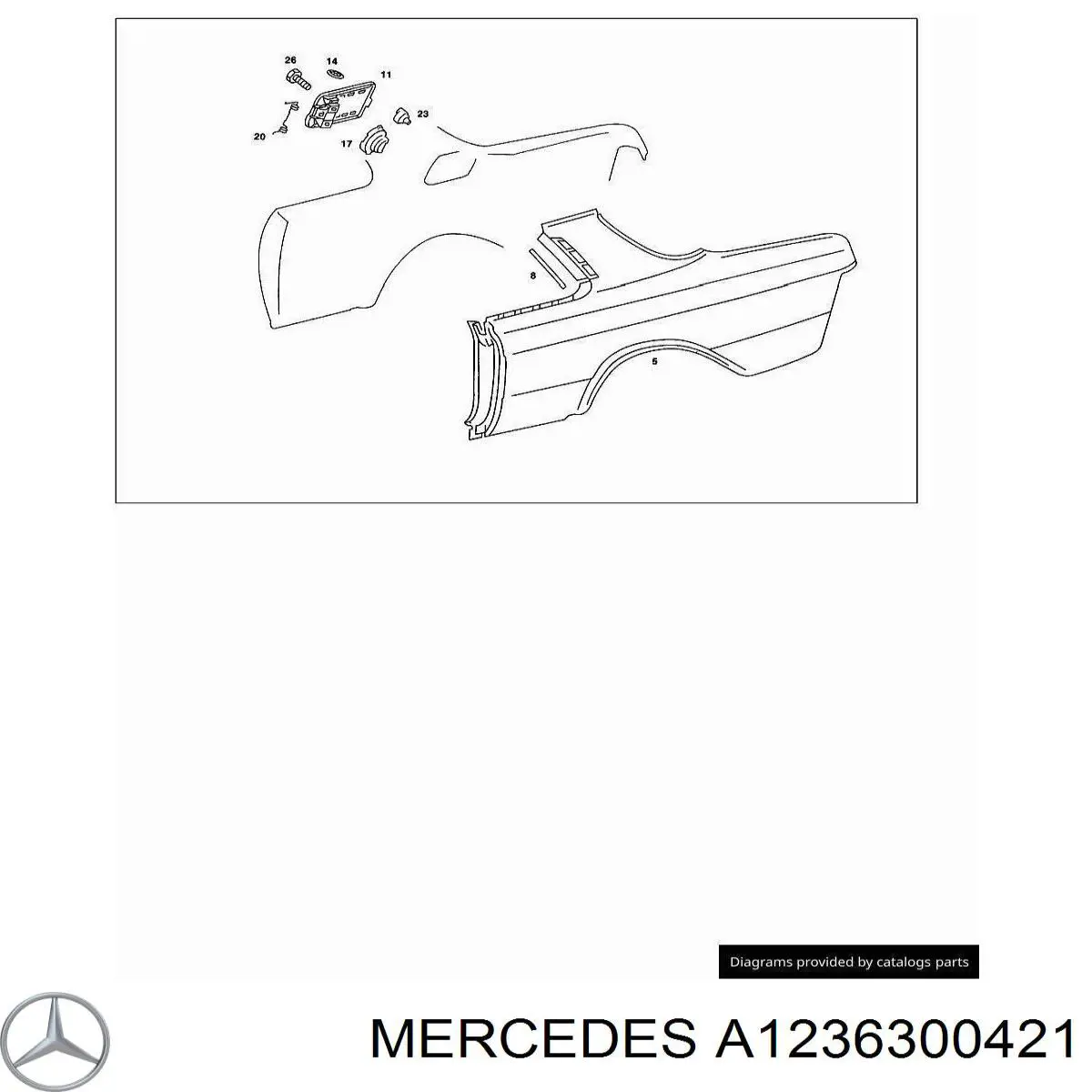 Крыло заднее правое на Mercedes E (C123)