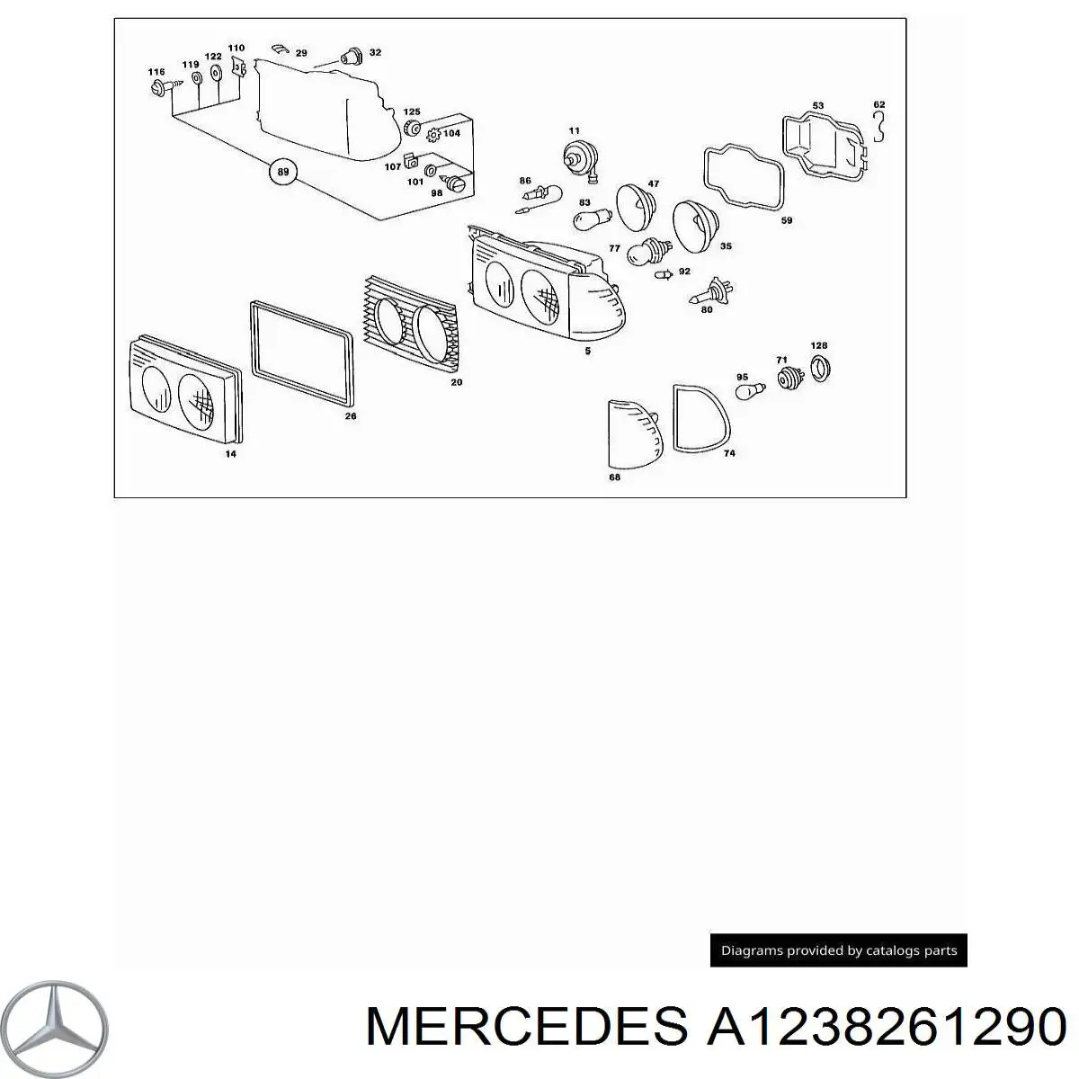 A1238261290 Mercedes Стекло правого фонаря