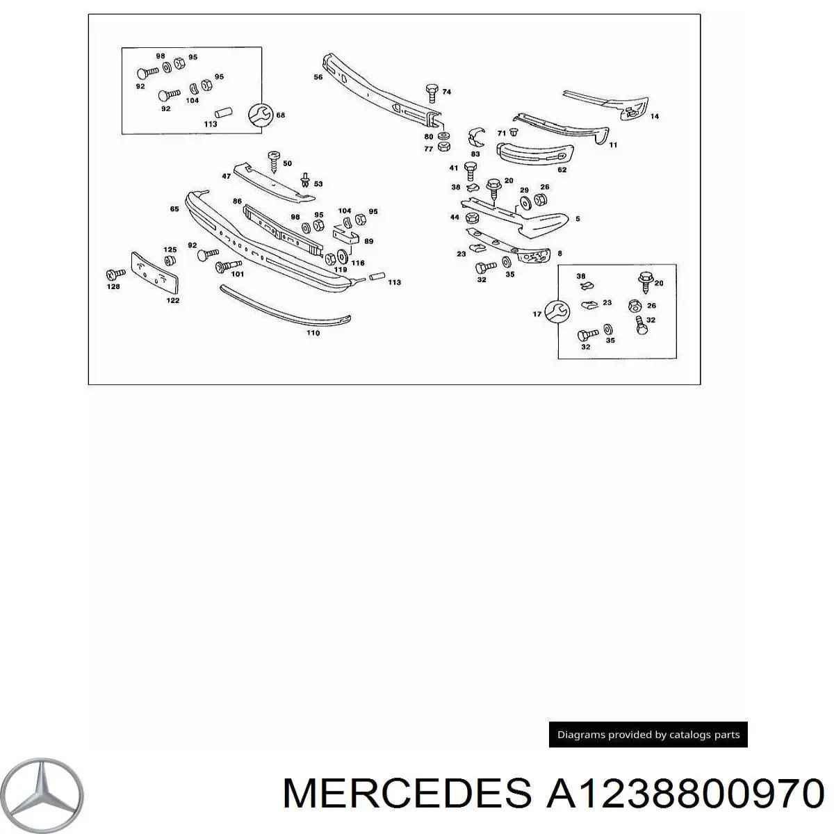 Центр переднего бампера на Mercedes E (W123)