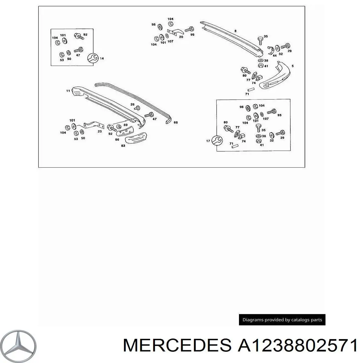 1238802571 Mercedes бампер задний, центральная часть