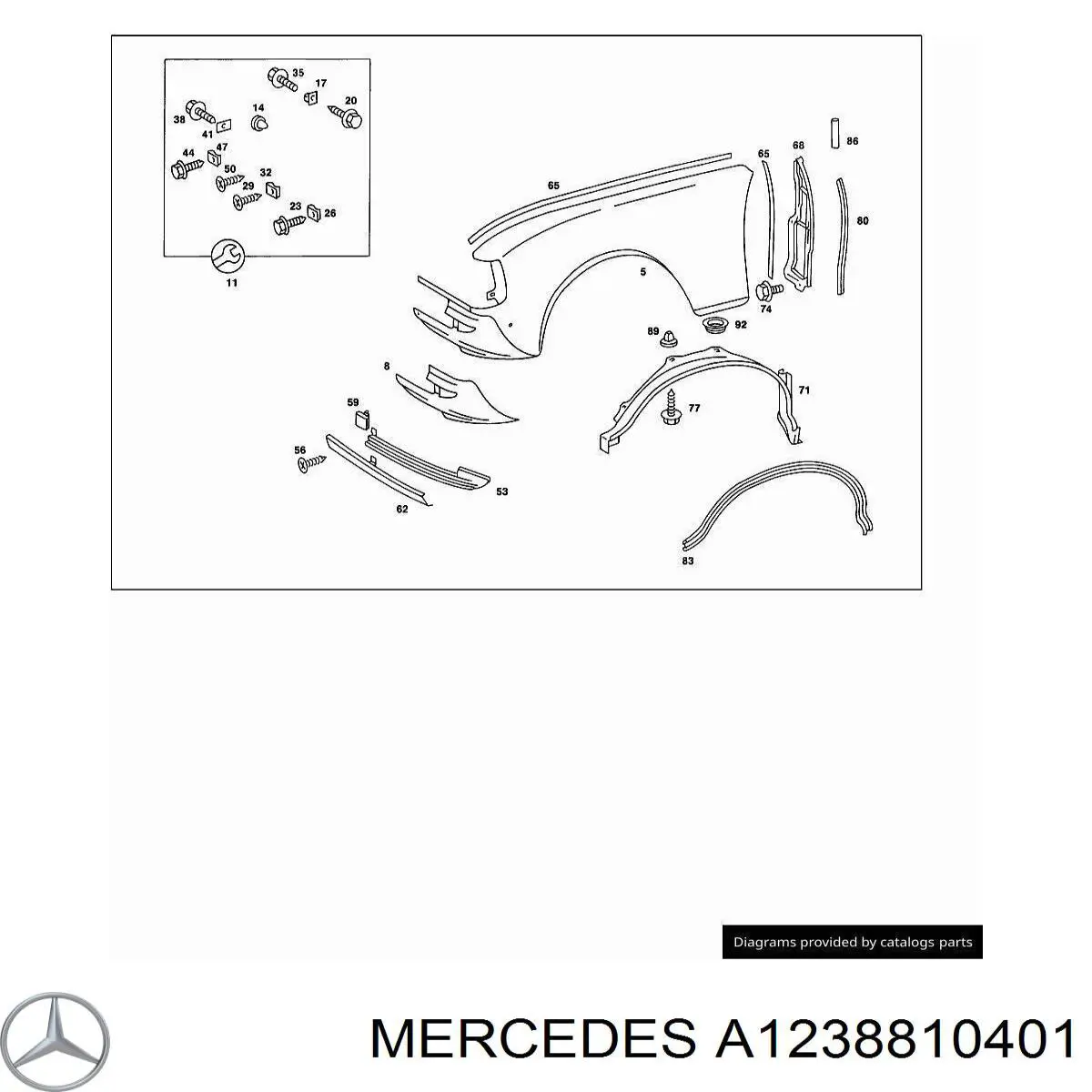 Крыло переднее правое A1238810401 Mercedes