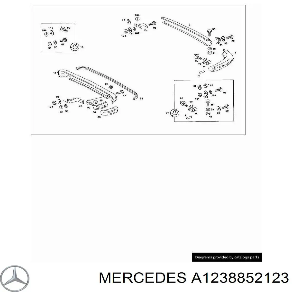 1238852123 Mercedes бампер задний, левая часть