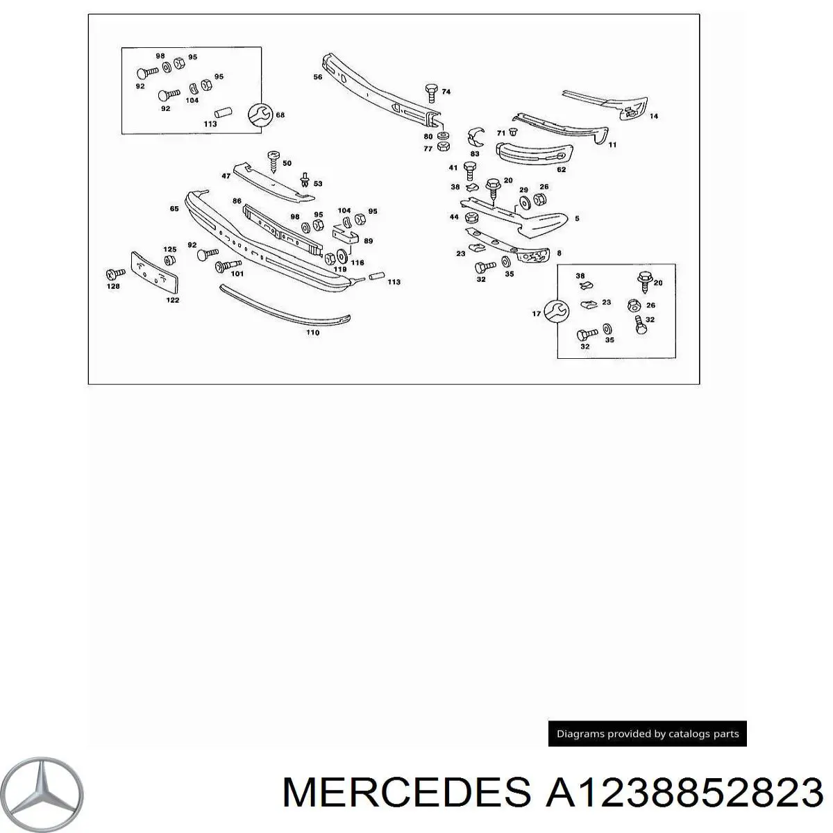 1238852823 Mercedes бампер передний, правая часть