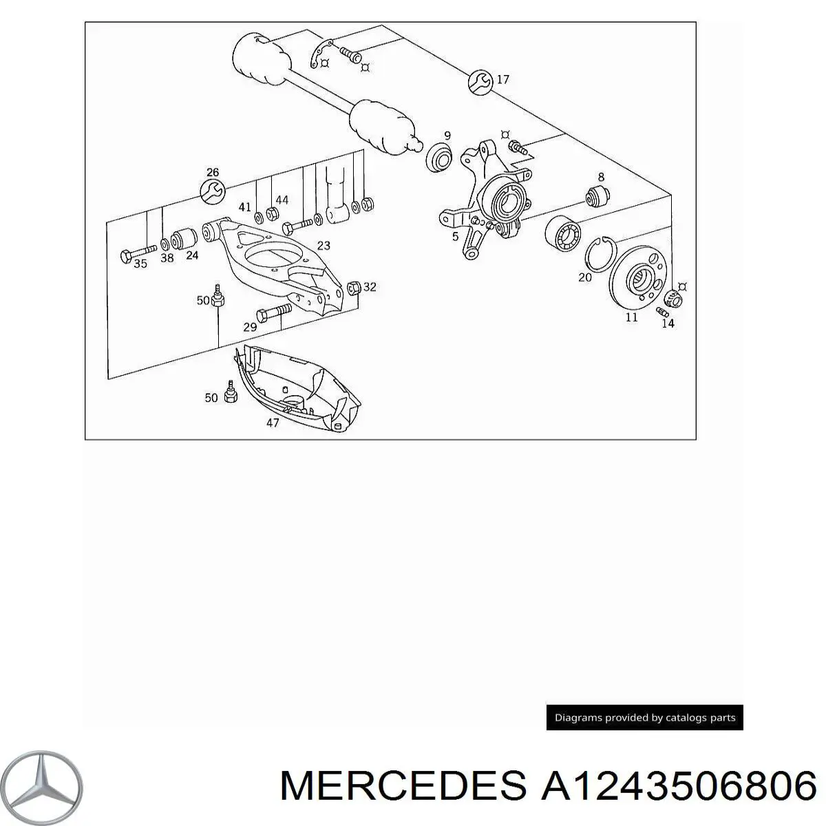 Болт крепления заднего верхнего рычага, комплект Mercedes A1243506806