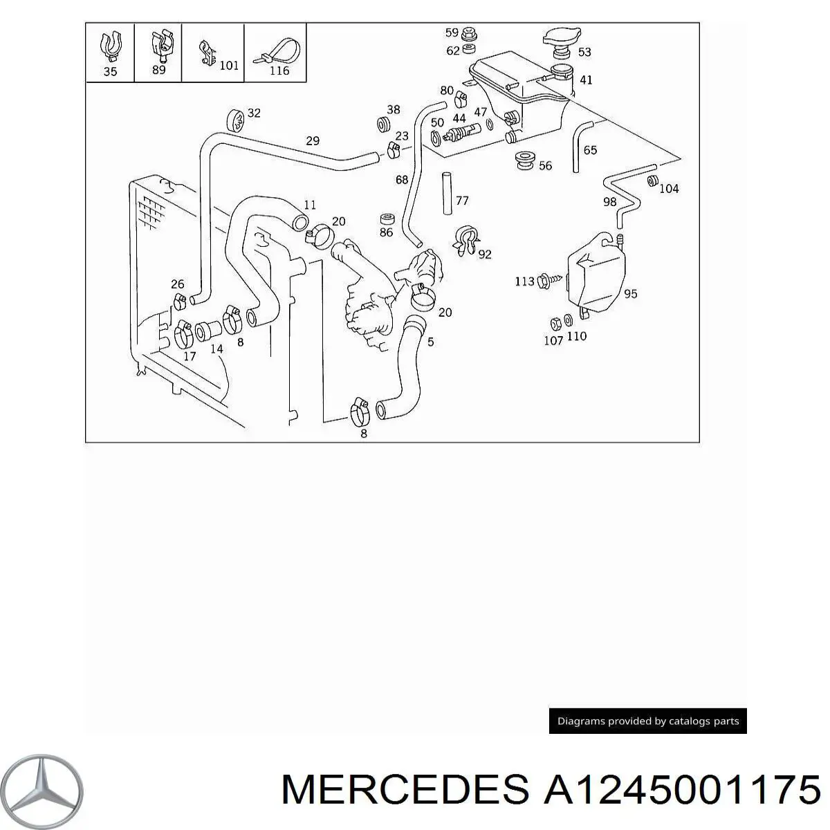 A1245001175 Mercedes mangueira (cano derivado inferior do radiador de esfriamento)