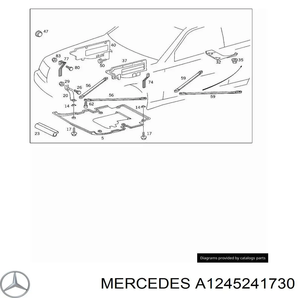 Защита моторного отсека Mercedes 1245241730 цена, от 101.36 USD