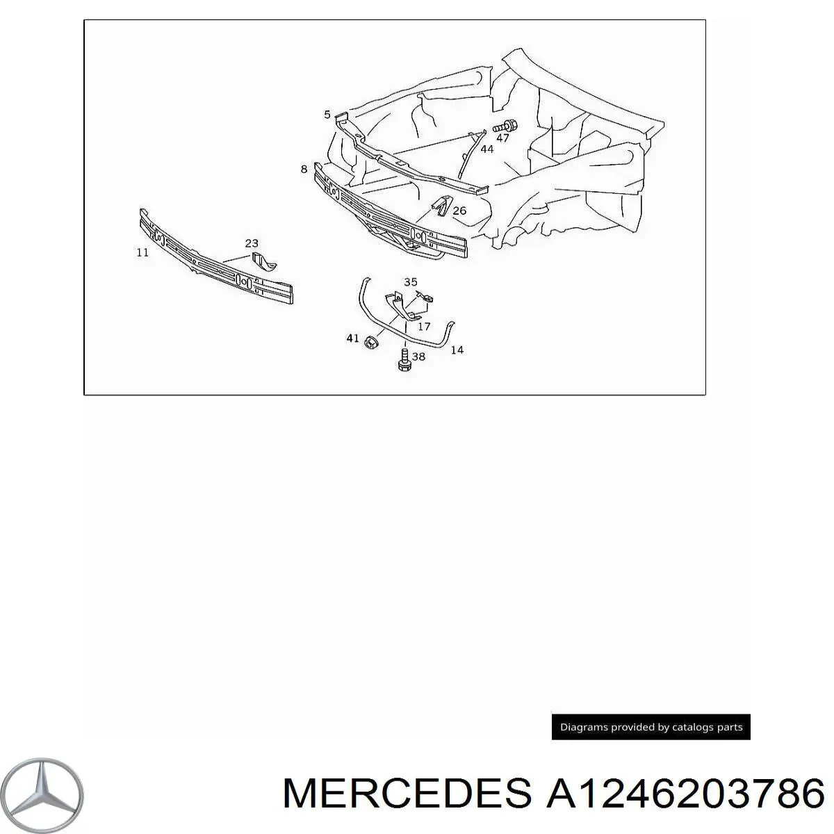 1246206186 Mercedes суппорт радиатора нижний (монтажная панель крепления фар)
