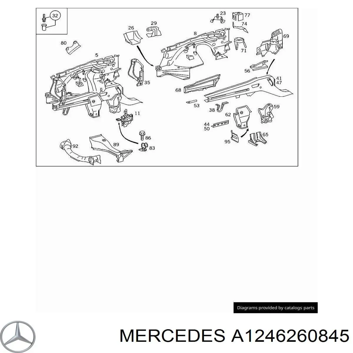 A1246260845 Mercedes суппорт радиатора правый (монтажная панель крепления фар)