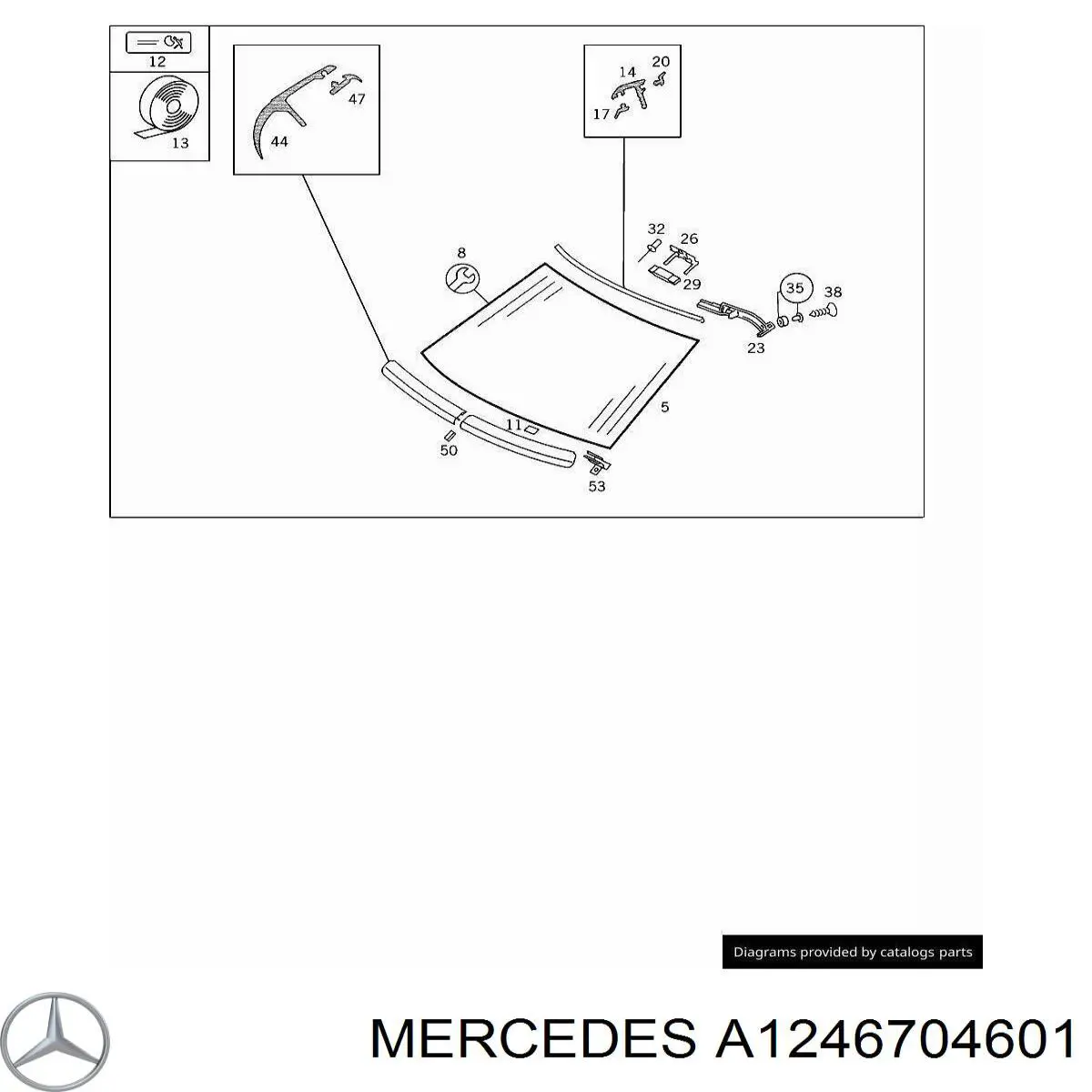 Лобовое стекло A1246704601 Mercedes