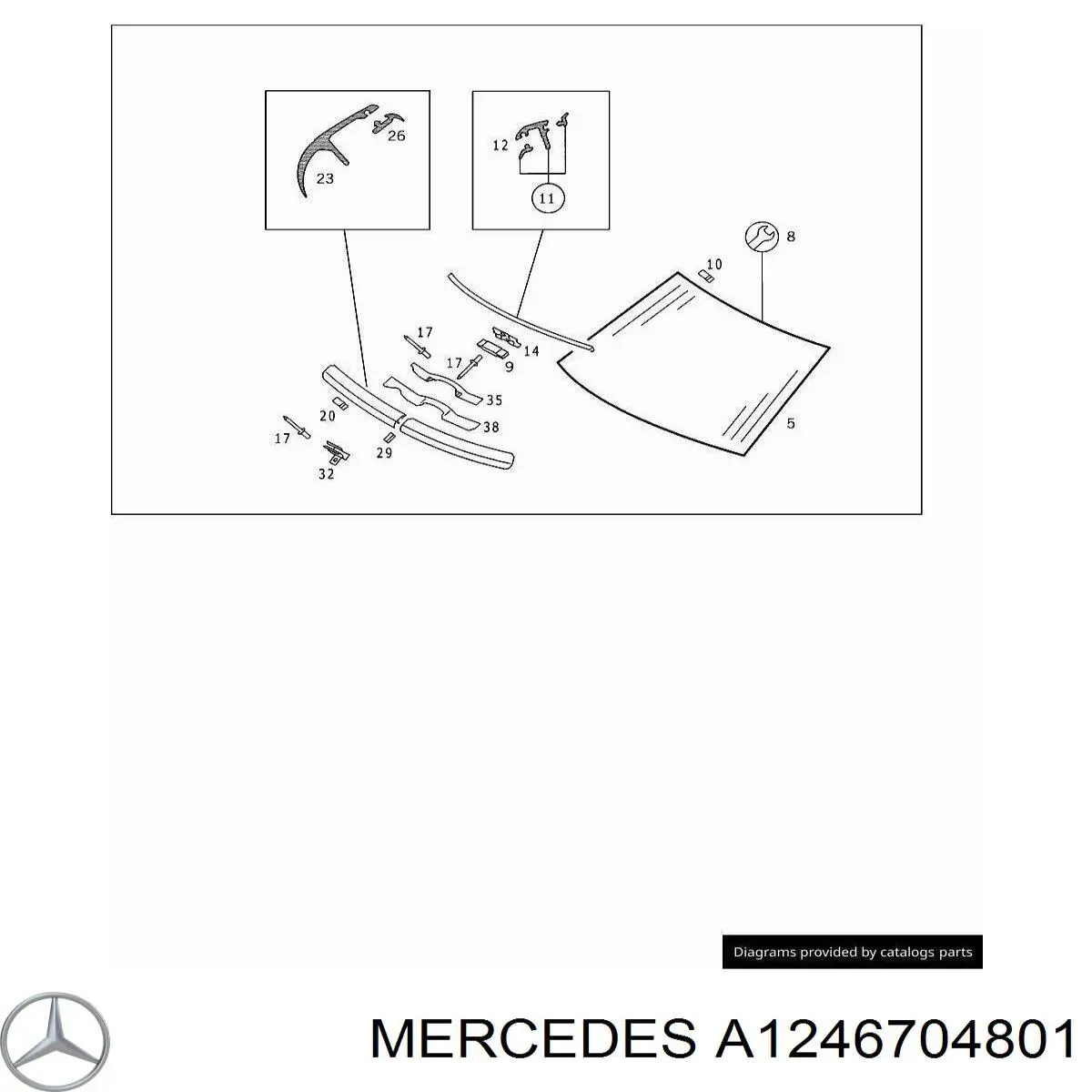 Лобовое стекло A1246704801 Mercedes