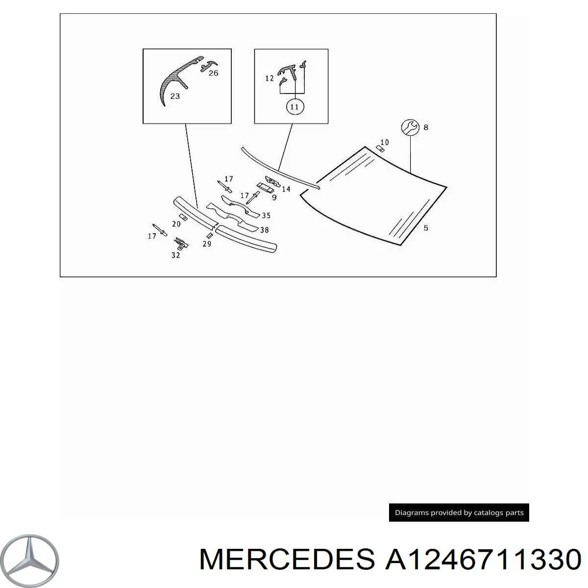 A1246711330 Mercedes молдинг лобового стекла нижний