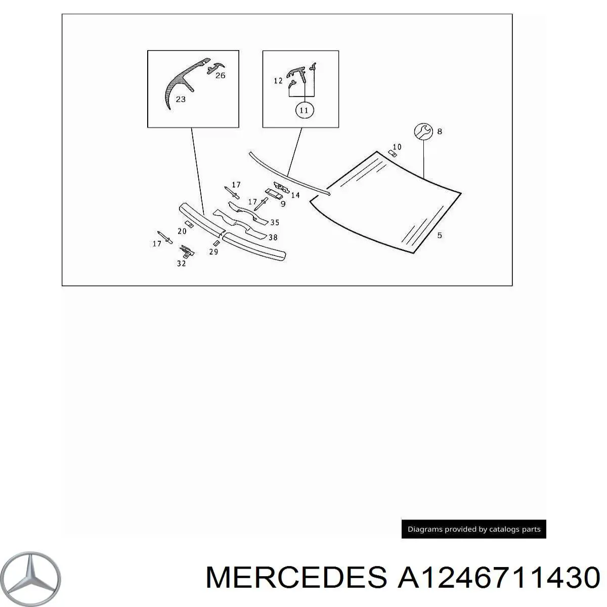 Молдинг лобового стекла нижний Mercedes A1246711430