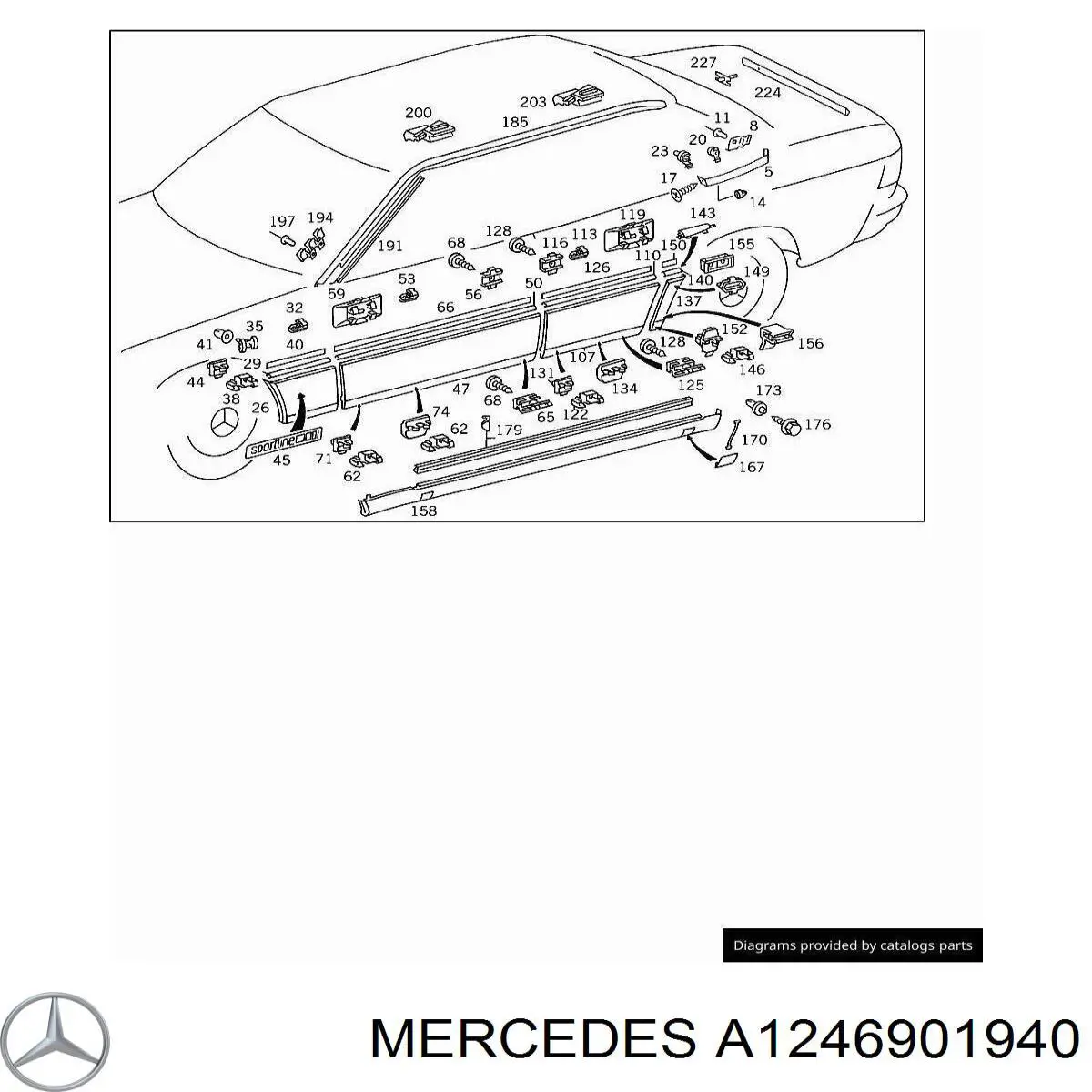 Moldura do pára-lama traseiro esquerdo para Mercedes E (T124)