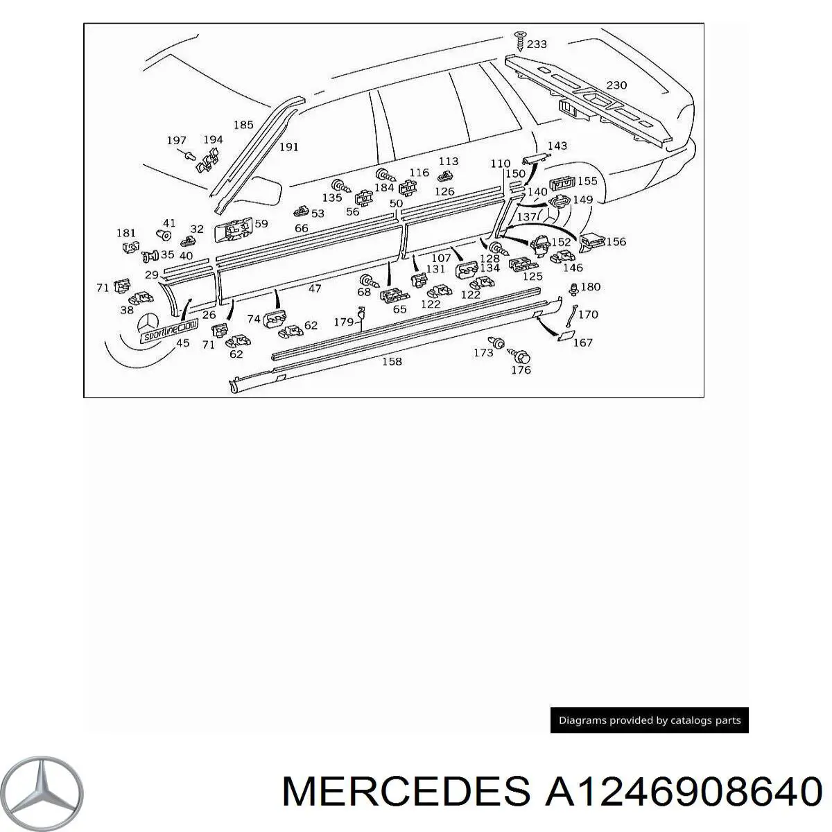 Купить 1246908640 Mercedes Накладка двери задней правой