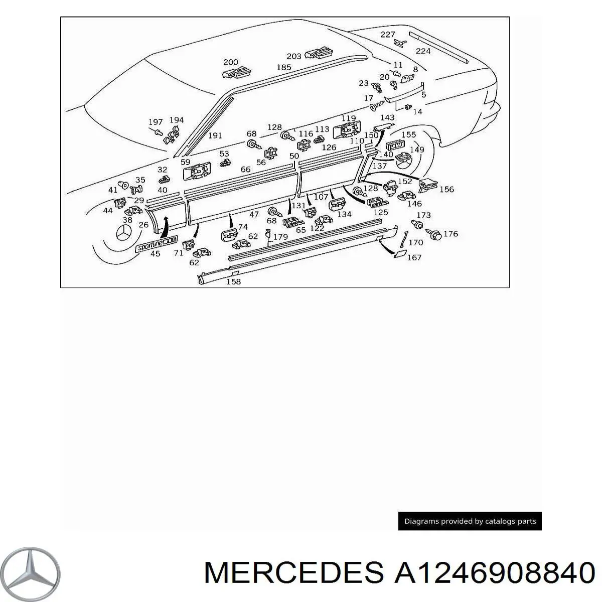 Молдинг заднего правого крыла на Mercedes E (W124)